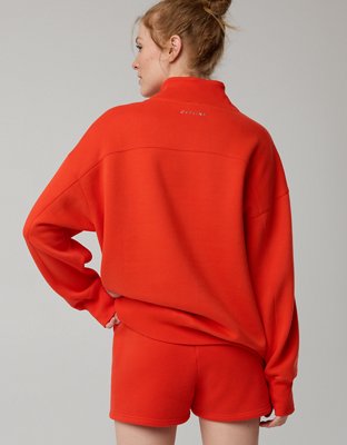OFFLINE By Aerie Cloud Fleece Oversized Mockneck Sweatshirt - Orange Flare