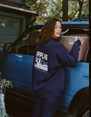 OFFLINE By Aerie Cloud Fleece Oversized Mockneck Sweatshirt - Royal Navy