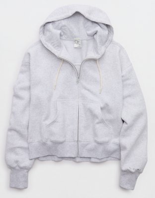 OFFLINE By Aerie Cloud Fleece Classic Full Zip Sweatshirt - Light Heather Gray