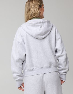 OFFLINE By Aerie Cloud Fleece Classic Full Zip Sweatshirt - Light Heather Gray