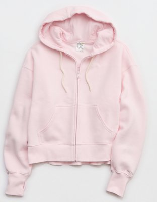 OFFLINE By Aerie Cloud Fleece Classic Full Zip Sweatshirt - Pink Petal