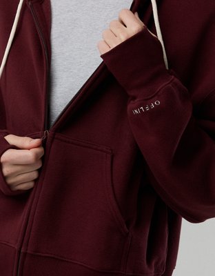 OFFLINE By Aerie Cloud Fleece Classic Full Zip Sweatshirt - Royal Berry