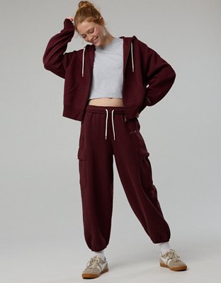 OFFLINE By Aerie Cloud Fleece Classic Full Zip Sweatshirt - Royal Berry