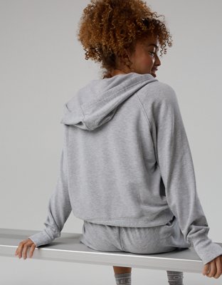 OFFLINE By Aerie OTT Henley Hoodie - Medium Heather Gray