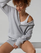 OFFLINE By Aerie OTT Henley Hoodie - Medium Heather Gray