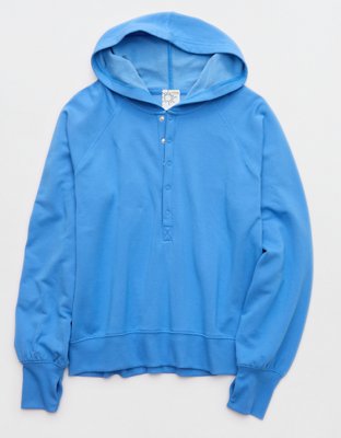 OFFLINE By Aerie OTT Henley Hoodie - Rome Blue