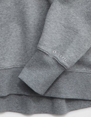 OFFLINE By Aerie Cloud Fleece Polo Sweatshirt - Dark Heather Gray