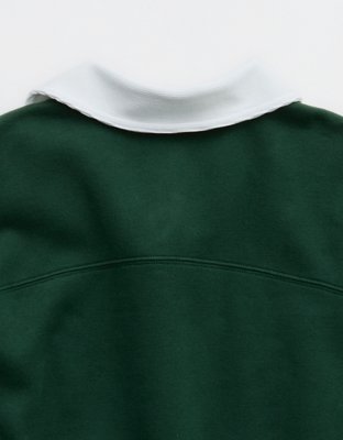 OFFLINE By Aerie Cloud Fleece Polo Sweatshirt - Rugged Green