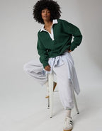 OFFLINE By Aerie Cloud Fleece Polo Sweatshirt - Rugged Green