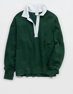 OFFLINE By Aerie Cloud Fleece Polo Sweatshirt - Rugged Green