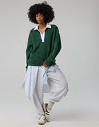 OFFLINE By Aerie Cloud Fleece Polo Sweatshirt - Rugged Green