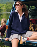 OFFLINE By Aerie Cloud Fleece Polo Sweatshirt - Royal Navy