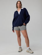 OFFLINE By Aerie Cloud Fleece Polo Sweatshirt - Royal Navy