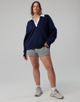 OFFLINE By Aerie Cloud Fleece Polo Sweatshirt - Royal Navy