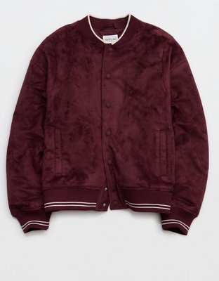 OFFLINE By Aerie Suede Bomber Jacket - Royal Berry