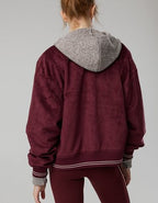 OFFLINE By Aerie Suede Bomber Jacket - Royal Berry