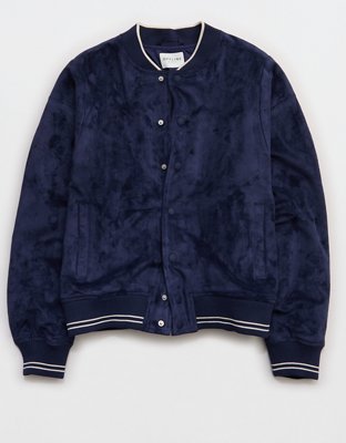 OFFLINE By Aerie Suede Bomber Jacket - Royal Navy