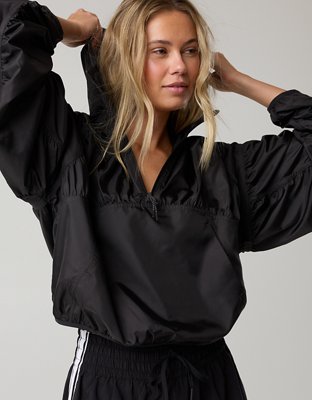 OFFLINE By Aerie Ruched Nylon Quarter Zip - True Black
