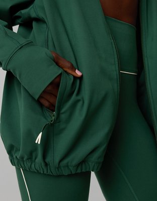 OFFLINE By Aerie The Hugger Oversized Full Zip Jacket - Rugged Green
