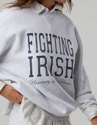 Notre Dame Fighting Irish OFFLINE By Aerie Crewneck - Light Faded Gray