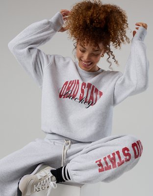 Ohio State Buckeyes OFFLINE By Aerie Crewneck - Light Heather Gray