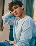 AE Boxy Fit Garment-Washed Thermal Shirt - Blue