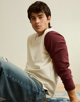 AE Relaxed Fit Long-Sleeve Sport T-Shirt - Deep Burgundy