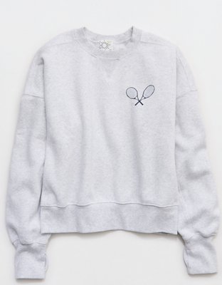 OFFLINE By Aerie x USTA Foundation Cloud Fleece Crewneck Sweatshirt - Light Heather Gray