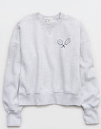 OFFLINE By Aerie x USTA Foundation Cloud Fleece Crewneck Sweatshirt - Light Heather Gray