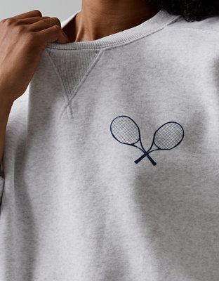 OFFLINE By Aerie x USTA Foundation Cloud Fleece Crewneck Sweatshirt - Light Heather Gray