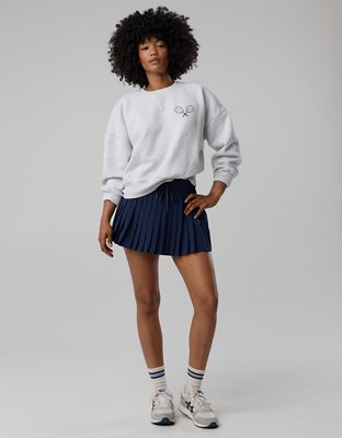OFFLINE By Aerie x USTA Foundation Cloud Fleece Crewneck Sweatshirt - Light Heather Gray