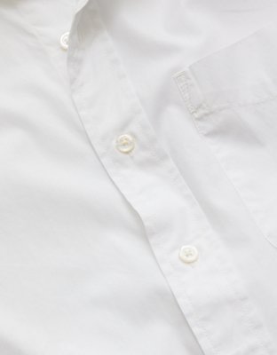 AE77 Premium Relaxed Striped Poplin Button-Up Shirt - White