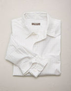 AE77 Premium Relaxed Striped Poplin Button-Up Shirt - Gleam White