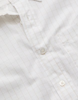 AE77 Premium Relaxed Striped Poplin Button-Up Shirt - Gleam White