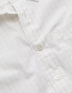 AE77 Premium Relaxed Striped Poplin Button-Up Shirt - Gleam White