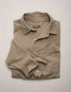 AE77 Premium Relaxed Striped Poplin Button-Up Shirt - Taupe