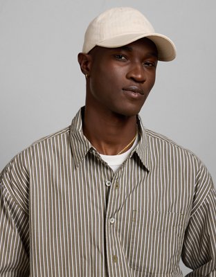 AE77 Premium Relaxed Striped Poplin Button-Up Shirt - Olive