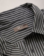 AE77 Premium Relaxed Striped Poplin Button-Up Shirt - Navy
