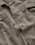 AE77 Premium Relaxed Short-Sleeve Button-Up Shirt - Olive
