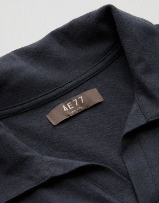 AE77 Premium Linen-Blend Polo Shirt - Navy