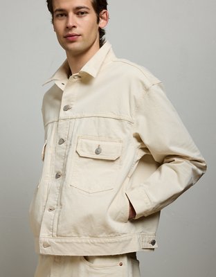 AE77 Premium Slim Fit Denim Trucker Jacket - Natural