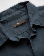 AE77 Premium Relaxed Linen Button-Up Shirt - Blue
