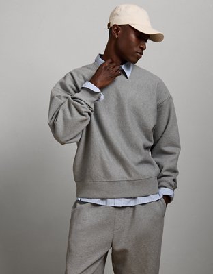 AE77 Premium Oversized Crewneck Sweatshirt - Heather Gray