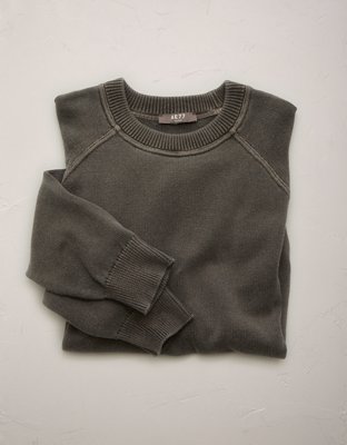 AE77 Garment-Washed Raglan Sweater - Dark Brown