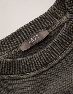 AE77 Garment-Washed Raglan Sweater - Dark Brown