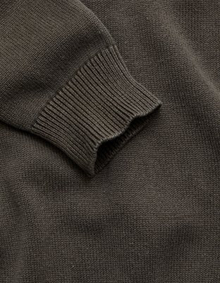 AE77 Garment-Washed Raglan Sweater - Dark Brown