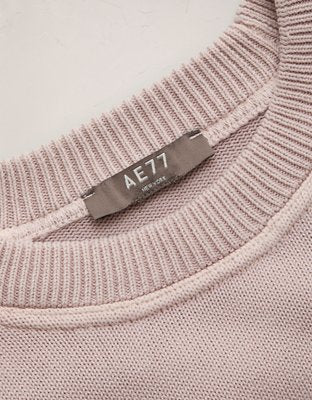 AE77 Garment-Washed Raglan Sweater - Purple