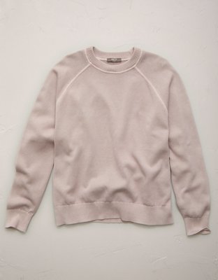 AE77 Garment-Washed Raglan Sweater - Purple