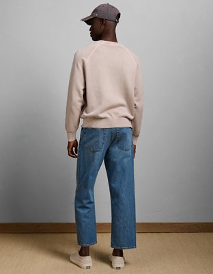 AE77 Garment-Washed Raglan Sweater - Purple