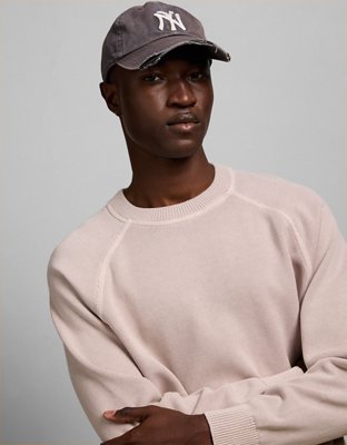 AE77 Garment-Washed Raglan Sweater - Purple